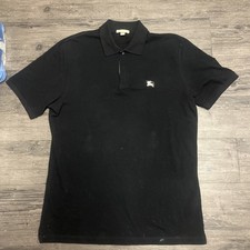 Burberry Brit Polo Shirt Mens Large Black Short Sleeve Golf