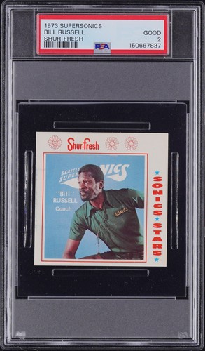 1973-74 Shur-Fresh Bill Russell #7 PSA 2 Seattle SuperSonics Coach Rare