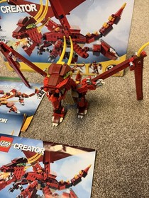 Lego 6751 Creator 3 In 1 Fiery Legend w/ Box & Instructions, missing cloth wings