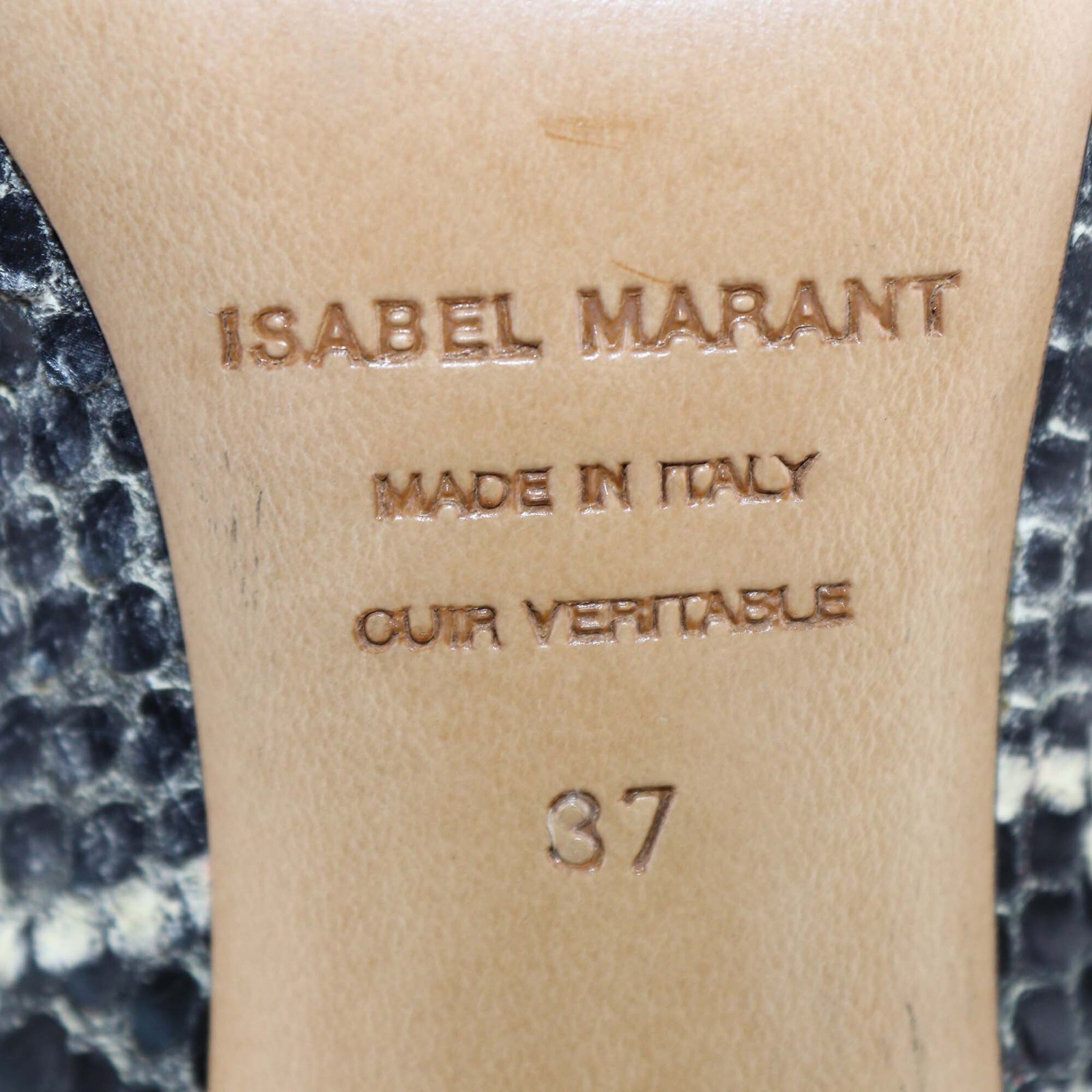 Isabel Marant Black/Off White Python Embossed Lea… - image 6