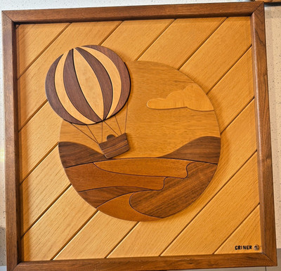 Vintage Dave Criner Limited Edition Wood Inlay Hot Air Balloon Handmade Artwork