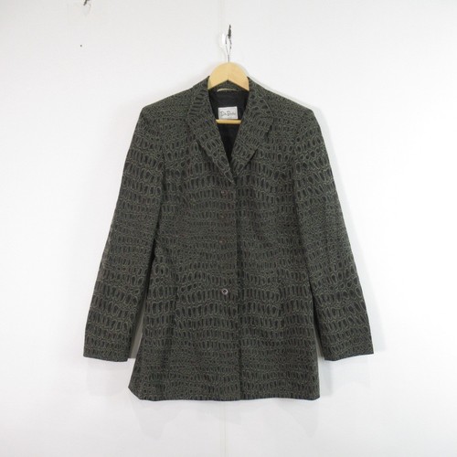 Betty Barclay Blazer Jacke Damen UK 12 Khaki Schwarz Kroko Print Design Knopf - Bild 1 von 21
