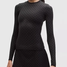 LULULEMON Wundermost Ultra-Soft Nulu Crewneck Long-Sleeve Shirt Flocked Black