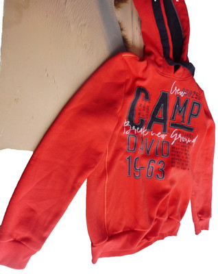 Camp David Hoodie rot Blue Label fleece mit Aufschrift Sweetshirt mit Kapuze Uni