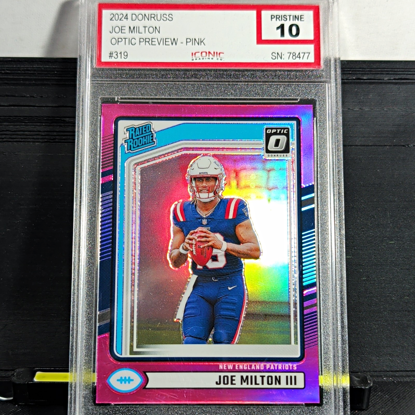 Panini 2024 Donruss Joe Milton III Rated Rookie Optic Preview Pink #319