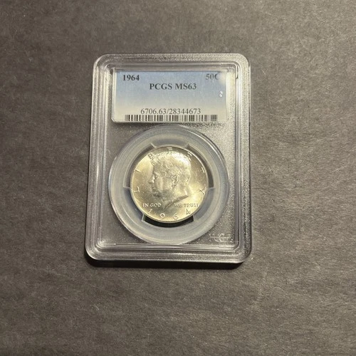 1964 PCGS Ms 63 Kennedy 90% silver half dollar