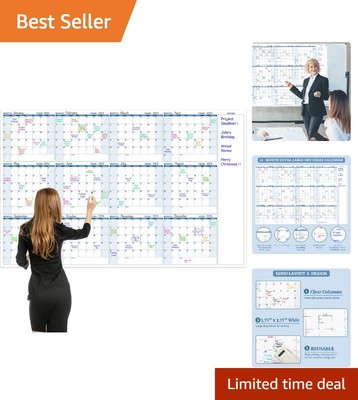 Large Dry Erase Calendar for Wall   Yearly Wall Calendar Dry Erase, 37'' x 57....