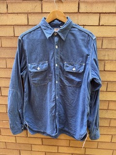 Sugar Cane Men's Chambray Button Up Shirt Large Made in Japan