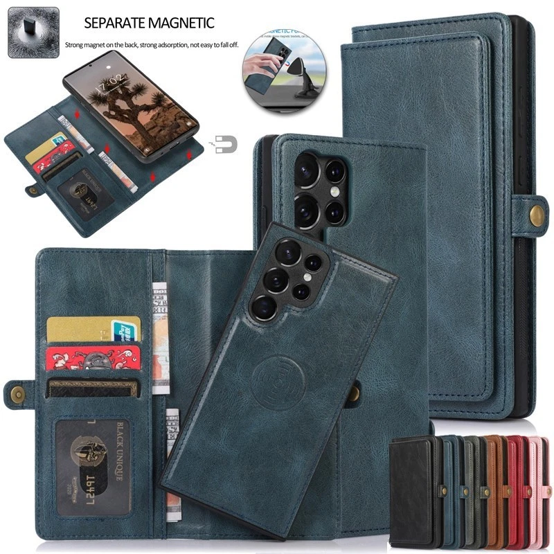 Magnetic Leather Wallet Phone Case For Samsung S25 S24 S22 S23 S21 Ultra Note 20 - Image 2 of 4