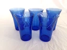 5 Hazel Atlas BLUE ROYAL LACE 12 oz. ICED TEA TUMBLERS - Excellent Condition