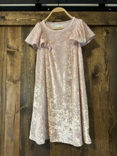 Tucker + Tate Pink Flutter-Sleeve Velour Dress, Sz 7