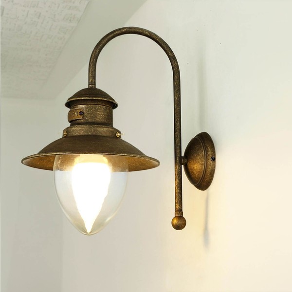Lampe Wandleuchte Antik Bronze Designer Aus Messing E27 Handarbeit Premium Flur-image