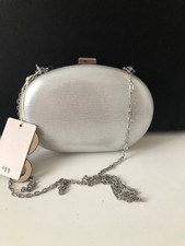 LADIES SILVER EVENING BAG WITH DETACHABLE CHAIN STRAP BNWT