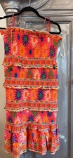 Farm RIO SUNDRESS New with Tags Size Large Tropical Floral Ruffle Dress