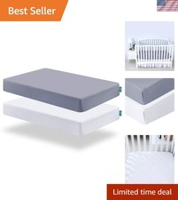 Snug Fit Crib Sheets 2 Pack Comfortable Grey White with