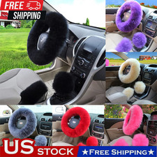3Pcs Winter Plush Steering Wheel Cover Warm Fashionable Car Interior Decoration