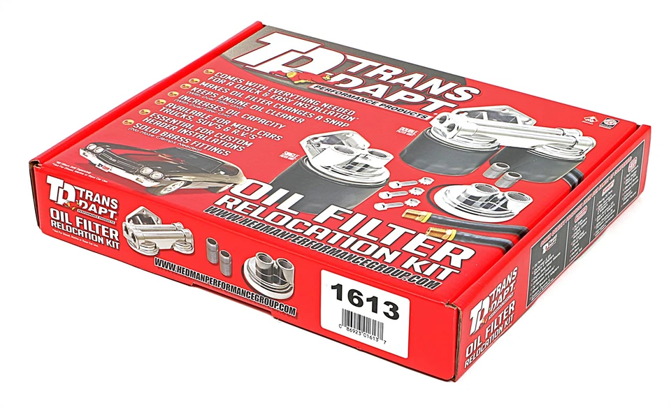 Transdapt 1613 Cast Aluminum Oil Filter Relocation Kit 90 Degree Bypass - Image 3 of 4