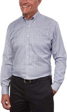 Kirkland Signature Men  s Dress Shirt 17-32/33 Traditional Fit Blue Check NWT