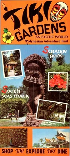 1960s Tiki Gardens Florida Polynesian Adventure Trail Hotel Rack Card Ephemera