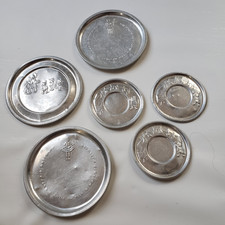 Vintage 6 Childrens Toy Nursery Rhyme Tin Dishes Plates Large  Small