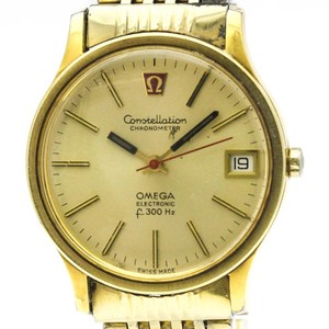 Authentic OMEGA Constellation Electronic f300Hz Gold Plated Quartz Watch 198.0003 BF591081