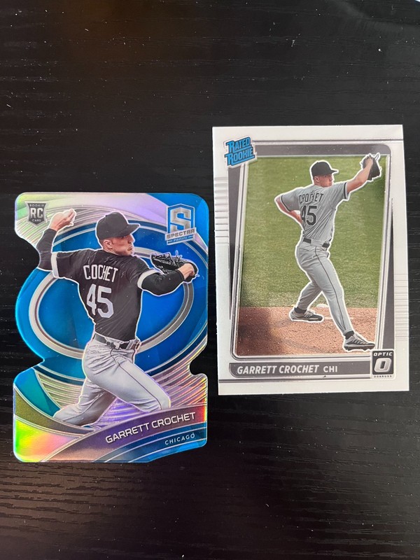 Super short print SSP SP Garrett Crochet ROOKIE CARD die cut blue 19/45 prizm