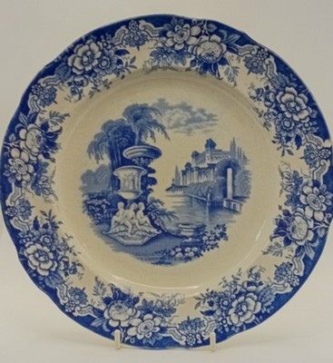 Vintage John Ridgeway Blue Ironstone Transferplatte hübsch