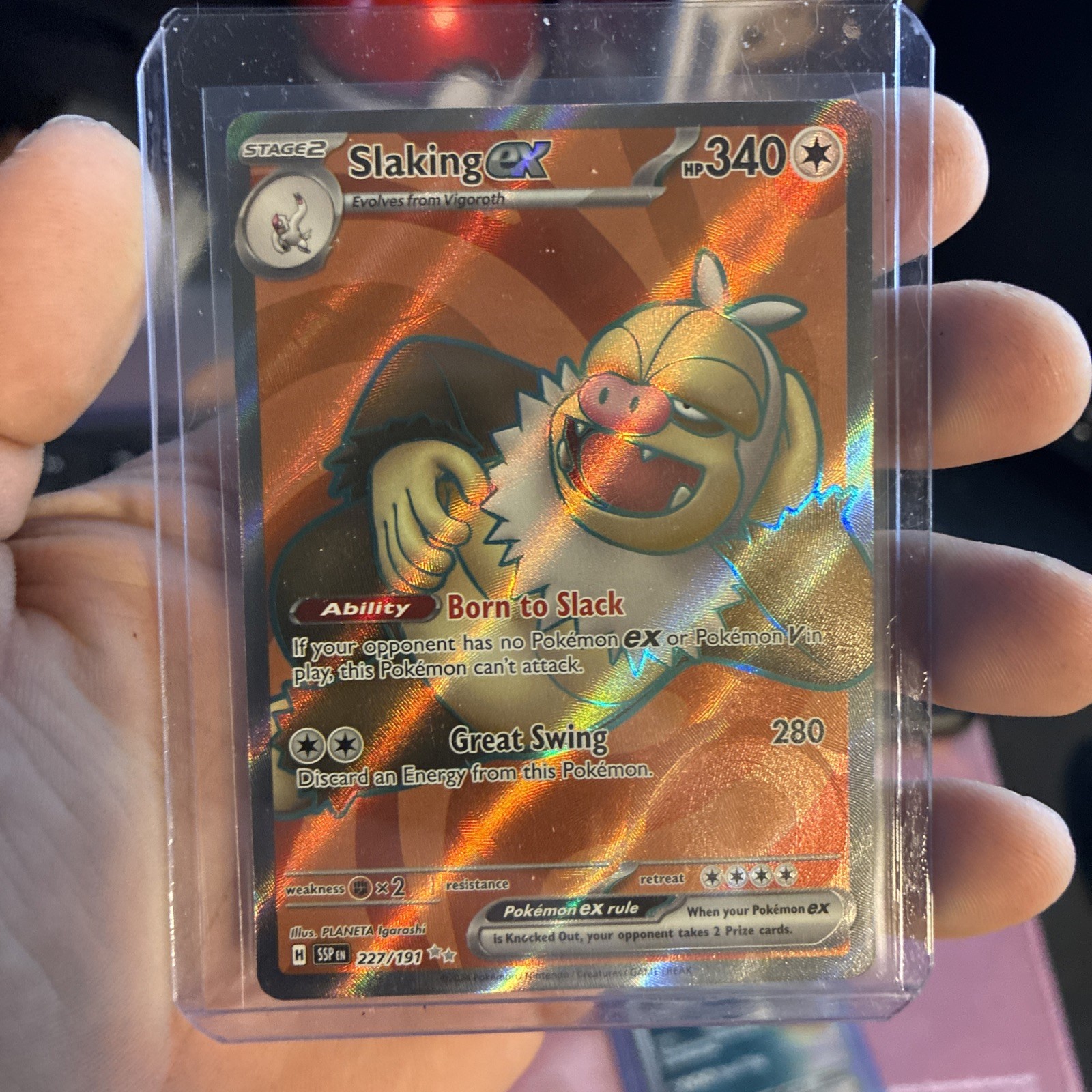 Slaking EX 227/191SV08: Surging Sparks Holo Ultra Rare Near Mint Condition