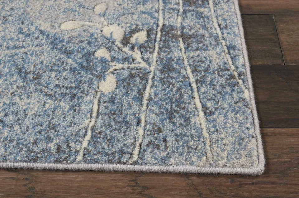 Alfombra de área Somerset Nature plateada/azul de 2'3" x 10', fácil de limpiar, sin desprenderse, ser... Foto 4 de 4