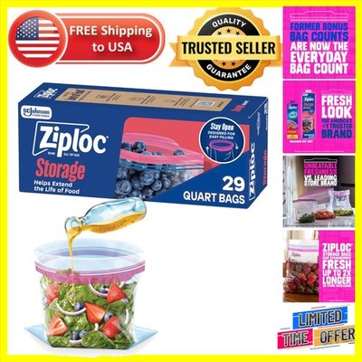 Stay Fresh with 29 Count Quart Food Storage Bags - Easy to Fill, Microwaveable