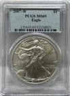 2007 W Burnished SILVER EAGLE~~PCGS MS 69  BLUE LABEL