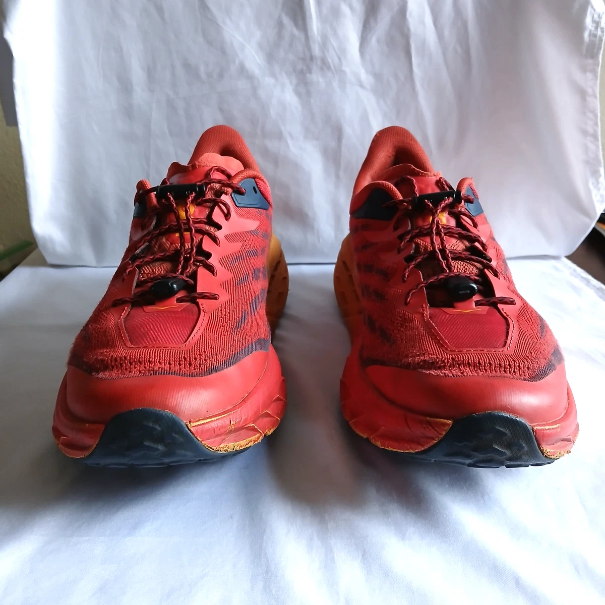 Hoka‎ One One Men\'s Olive Red Yellow Speedgoat 5 Athletic Running Shoes Size 13D Hoka One One Speedgoat 5 Mens 12 D Fiesta Radiant Yellow  main image 4