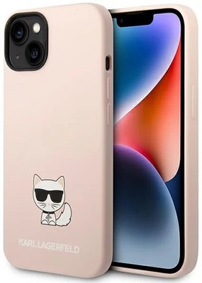 Original Karl Lagerfeld Choupette Body Silikon Hülle für iPhone 14 Plus Pink