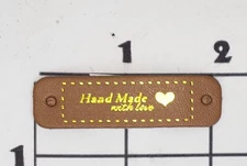 Handmade with Love Vintage Sew On Label Patch Vinyl Imitation Leather