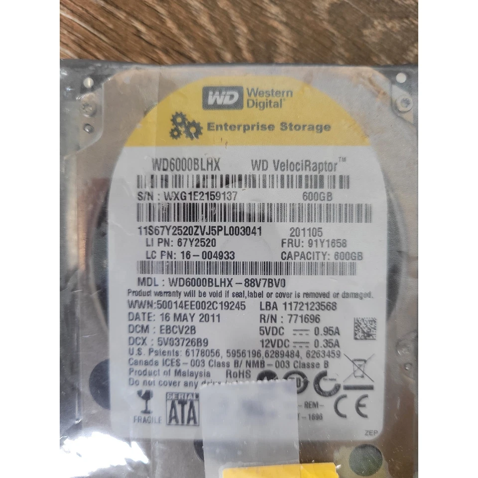 WD VelociRaptor WD6000BLHX 600GB Enterprise Storage Hard Drive New - Image 2 of 3