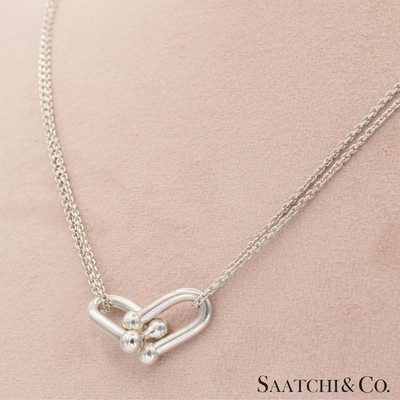 Tiffany & Co. Hardware Large Double Link Pendant Necklace Sterling