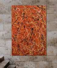 64”X44” Pollock/Richter style canvas ￼painting Acrylic,Abstract, Modern,X Large
