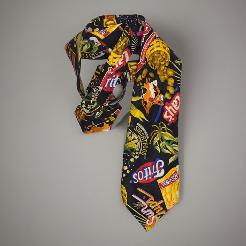 Vintage Nicole Miller 100% Silk Tie – Unisex Ruffles Chips & Fritos Tiger Motif - Picture 2 of 5
