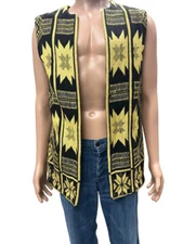 Vintage Nirvana Jacquard Boho Aztec Open Front Sleeveless Vest Size Medium