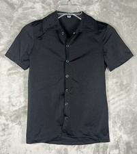 Weissman dance Shirt Button Up SZ MC Rhinestones Short Sleeve Ballroom Jazz Blac