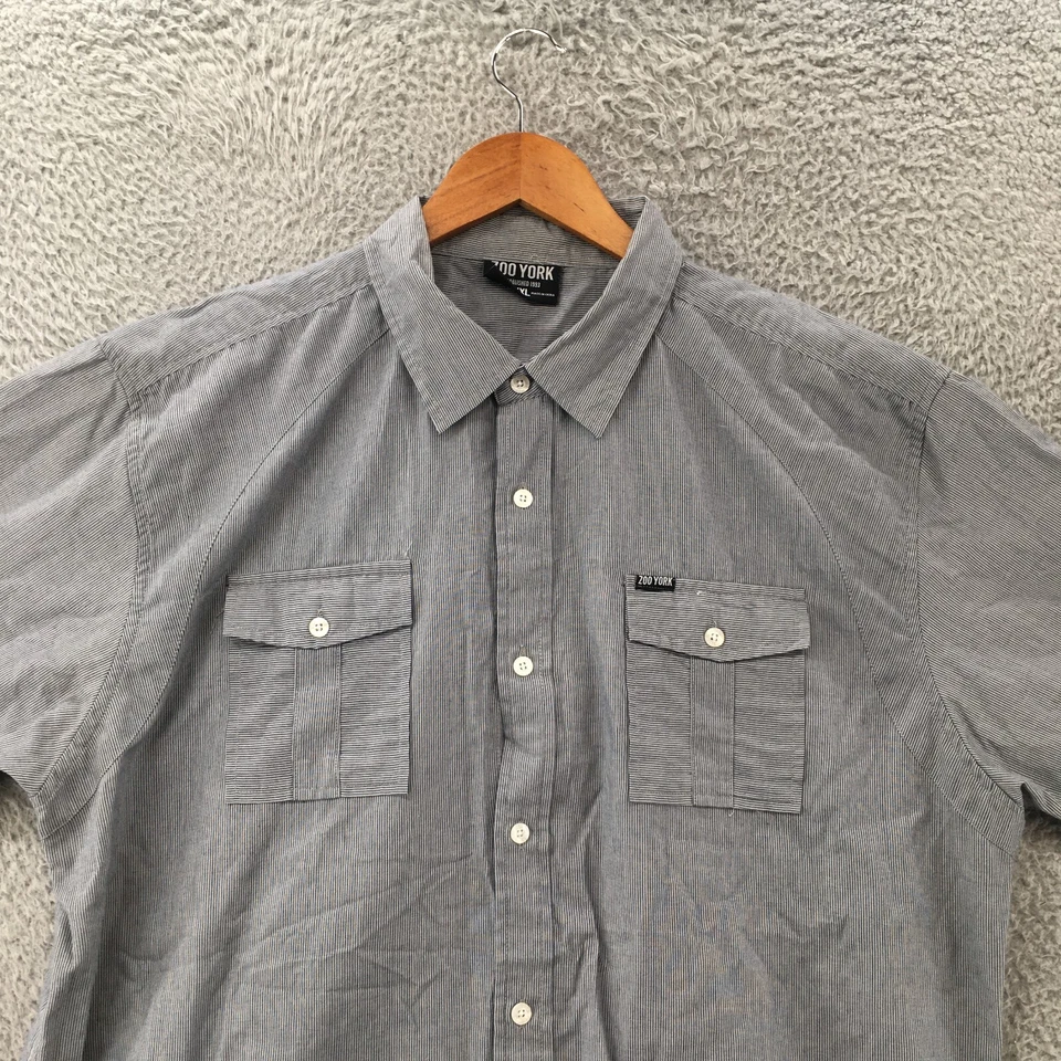 Zoo York Button Up Shirt Mens XXL Gray Short Sleeve Chest Pocket Casual Collared - Image 2 of 4