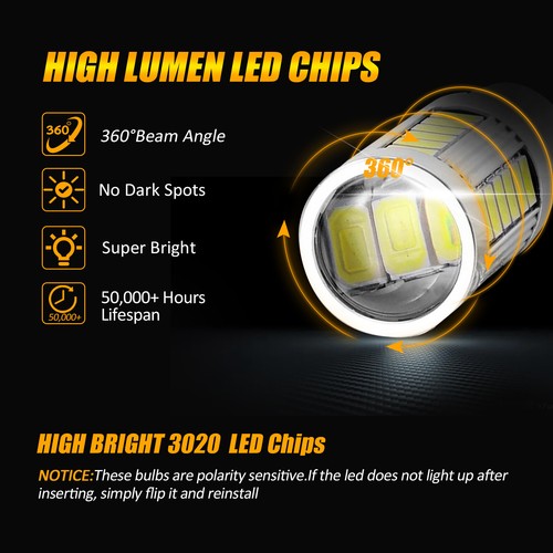 Luz de respaldo inversa LED AUXBEAM 1156 SMD blanca 6500K para bombillas traseras de estacionamiento DRL - Imagen 6 de 11