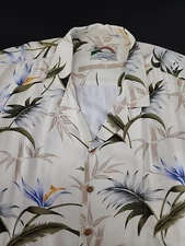 Paradise Found Shirt 3XL Hawaiian Short Sleeve Cream White  Floral 100% Rayon G3