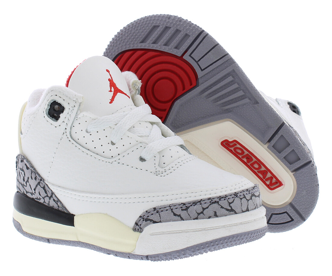 Nike Jordan 3 Retro Infant/Toddler Shoes Size 5, Color: Summit White/Fire-image
