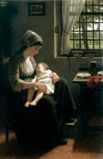 perfect oil painting handpainted on canvas"a woman and her baby"@7749