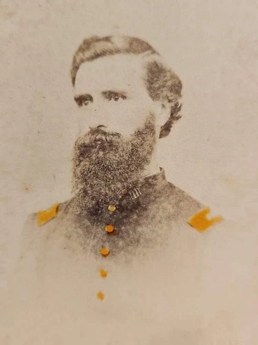 CDV of an officer with tinted button and shoulder straps with a North Adams Mass