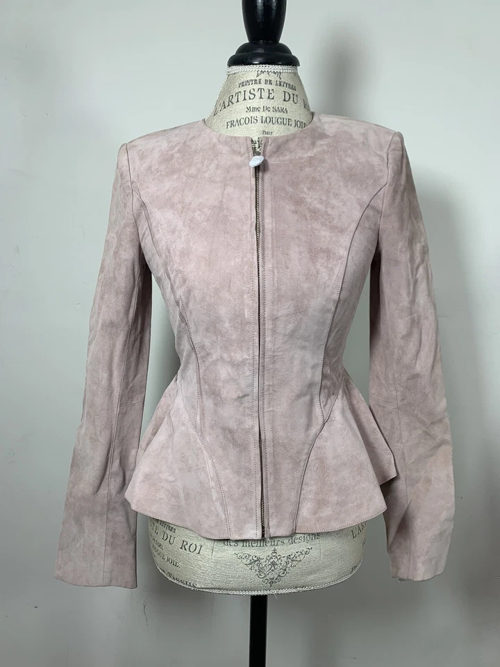 Chaqueta de noche de cuero INTERMIX, rosa, talla - S, $149 Foto 3 de 4