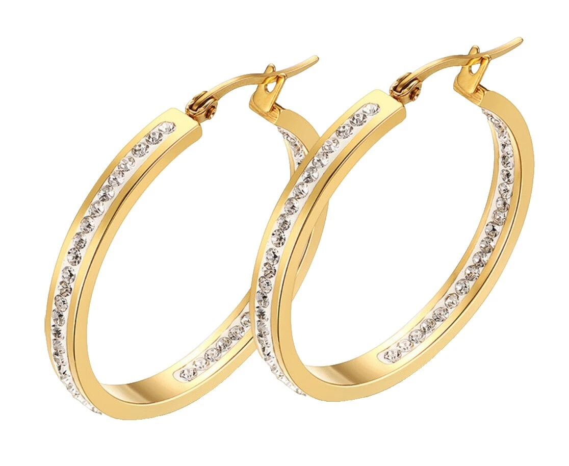 Aro de Titanio de Cristal Pendientes de Moda