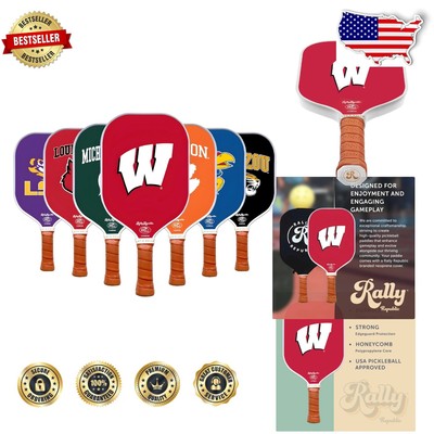 Wisconsin Badgers Official Pickleball Paddle - Lightweight Carbon Fiber Racket