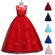 Formal Kids Wedding Bridesmaid Long Gown Party Dresses Flower Girls Pageant Ball